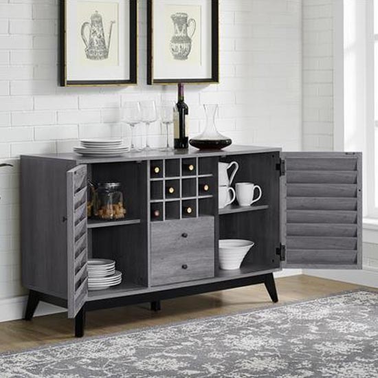 Vega Wooden Wine Cabinet In Grey Oak_3