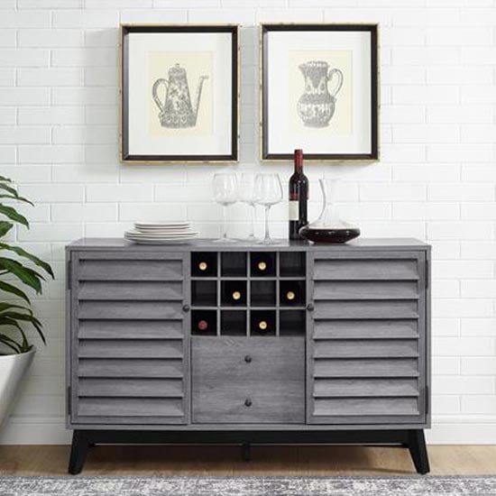 Product photograph of Vega Wooden Wine Cabinet In Grey Oak from Furniture in Fashion