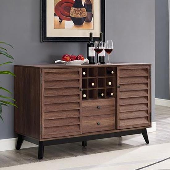 Vaughn Wooden Wine Cabinet In Walnut | Furniture in Fashion