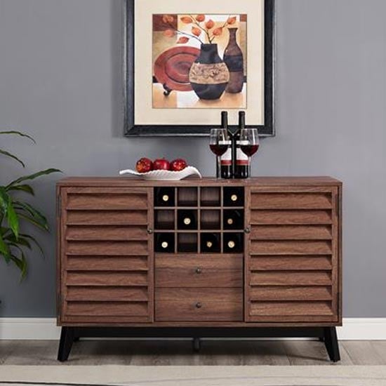 Product photograph of Vega Wooden Wine Cabinet In Walnut from Furniture in Fashion
