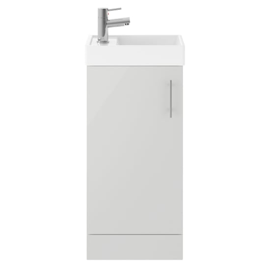 Read more about Vaults 40cm floor vanity unit with basin in gloss grey mist