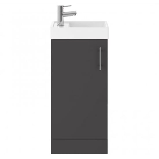 Read more about Vaults 40cm floor vanity unit with basin in gloss grey