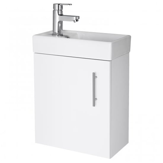 Photo of Vaults 40cm wall vanity unit with basin in gloss white