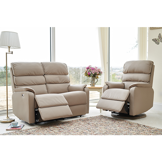 Vauxhall Electric Recliner Chair And 2 Seater Sofa In Pebble_2