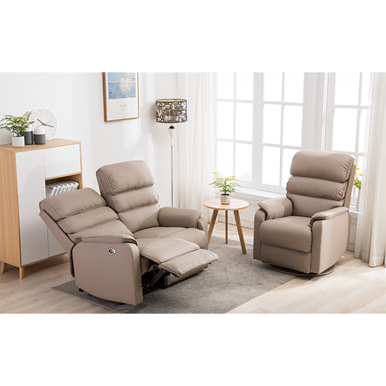 Vauxhall Electric Recliner Chair And 2 Seater Sofa In Pebble_3