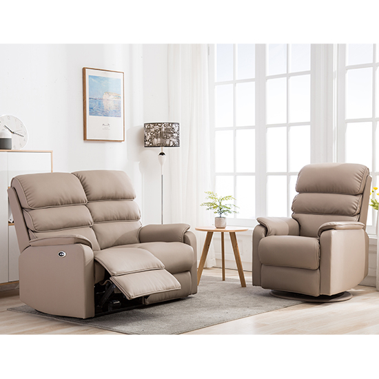 Vauxhall Electric Recliner Chair And 2 Seater Sofa In Pebble_4