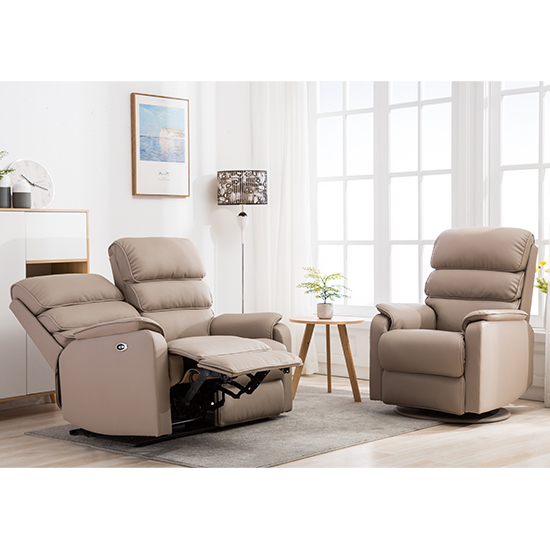 Vauxhall Electric Recliner Chair And 2 Seater Sofa In Pebble_5