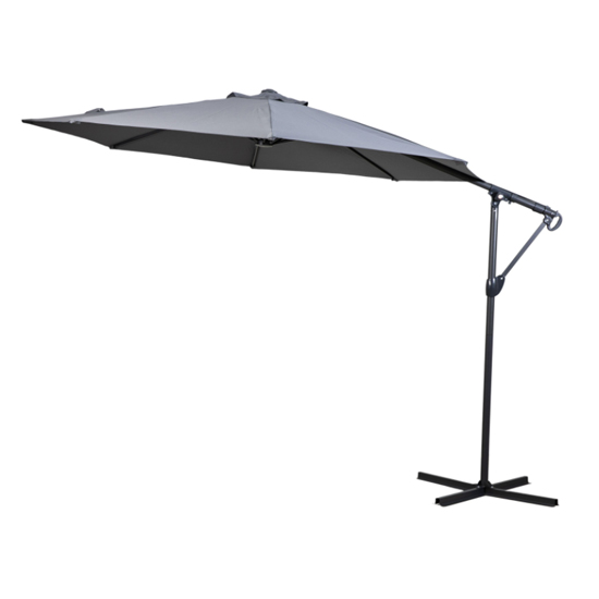 Vazzeto 3m Cantilever Polyester Fabric Parasol In Grey_3