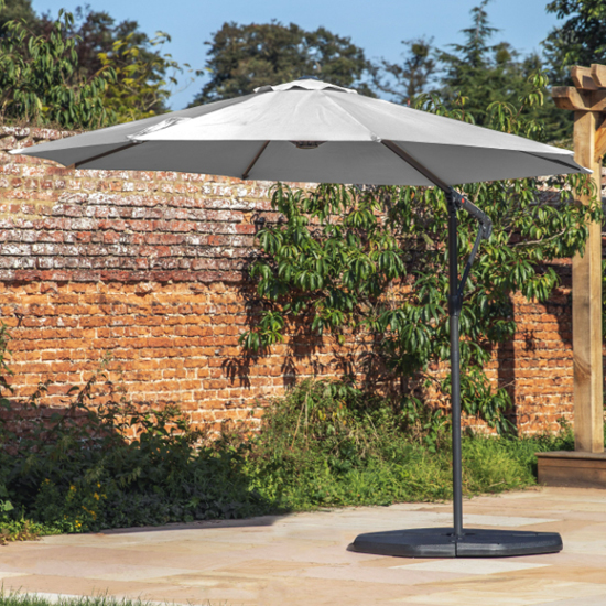 Vazzeto 3m Cantilever Polyester Fabric Parasol In Grey