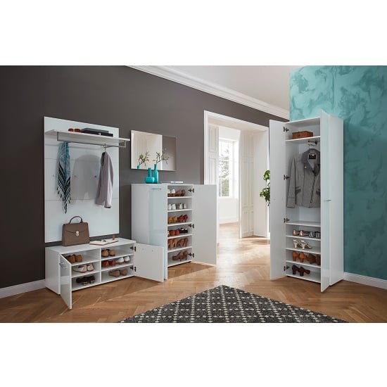 Vector Shoe Cabinet In White With 2 Doors In Glass Fronts_7