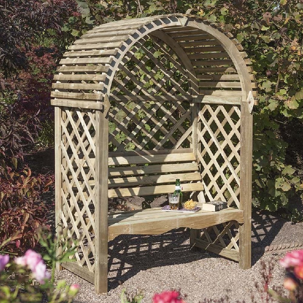 Vectro Wooden Garden Round Arbour In Natural