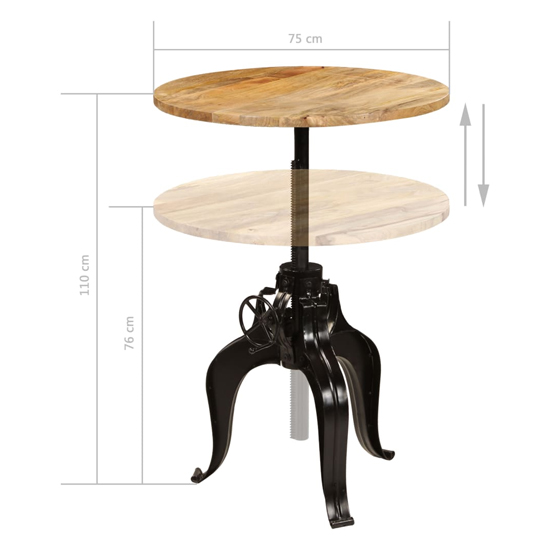 Veda Round Large Wooden Bar Table With Steel Base In Natural