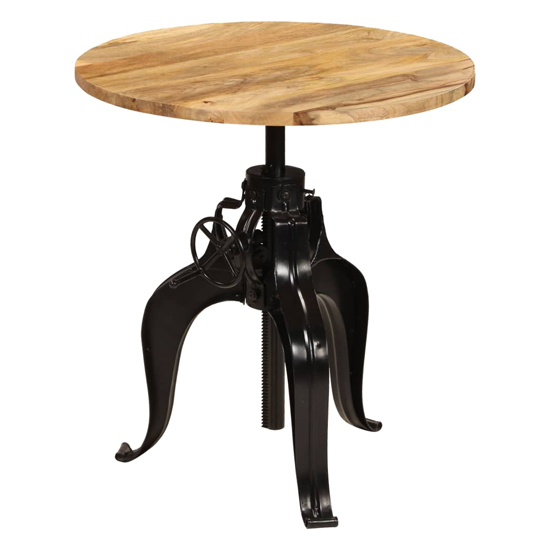 Veda Round Large Wooden Bar Table With Steel Base In Natural