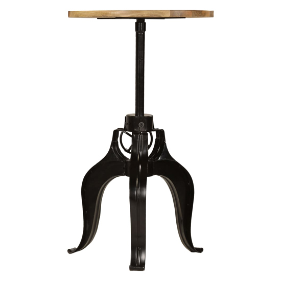 Veda Round Small Wooden Bar Table With Steel Base In Natural