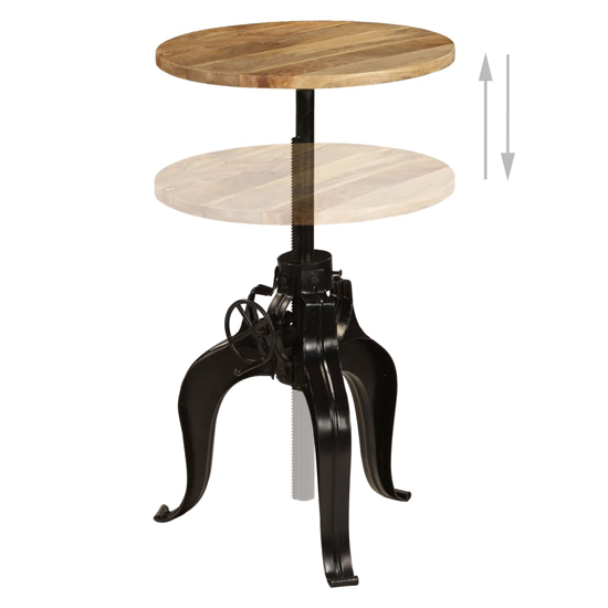 Veda Round Small Wooden Bar Table With Steel Base In Natural