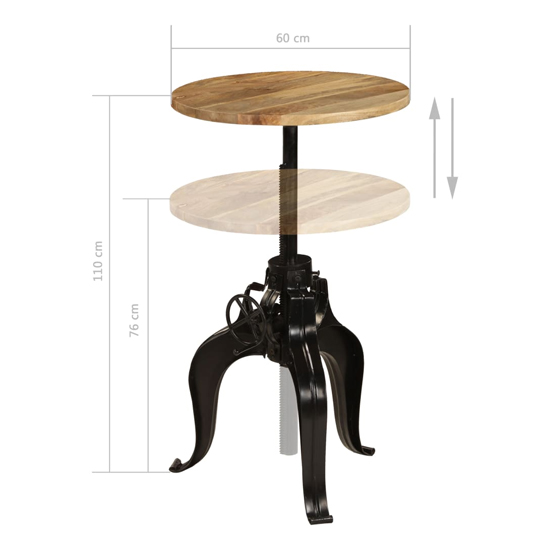Veda Round Small Wooden Bar Table With Steel Base In Natural