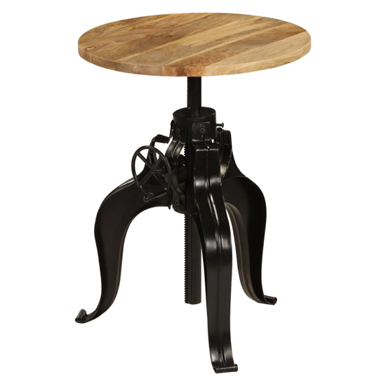 Veda Round Small Wooden Bar Table With Steel Base In Natural