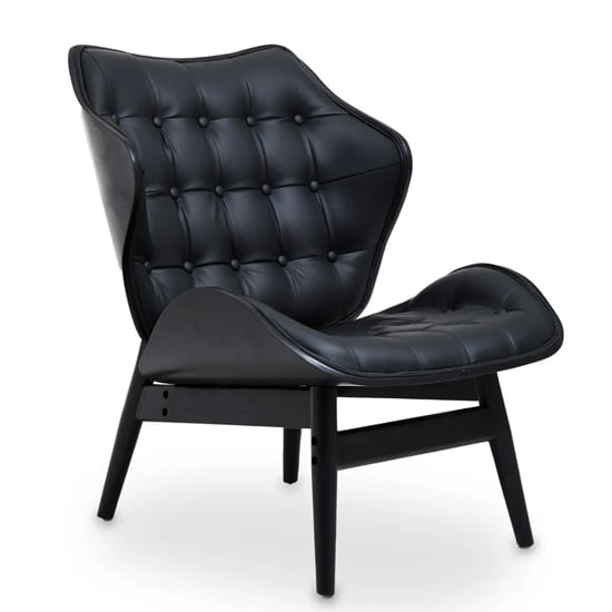 Product photograph of Veens Faux Leather Bedroom Chair In Black With Black Back from Furniture in Fashion