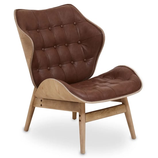 Product photograph of Veens Faux Leather Bedroom Chair In Brown With Natural Back from Furniture in Fashion