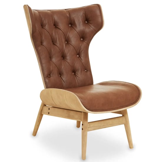 Read more about Veens faux leather bedroom chair in brown with winged back