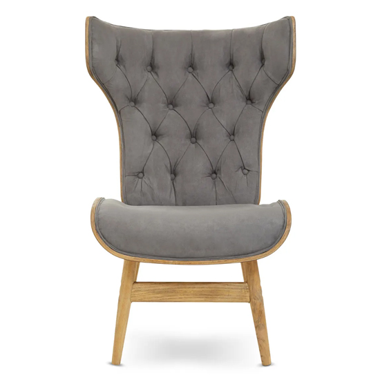 Veens Velvet Bedroom Chair In Grey With Winged Back