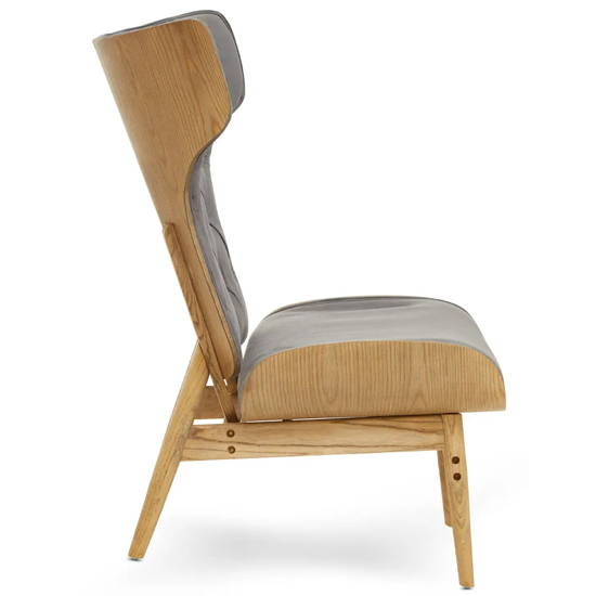 Veens Velvet Bedroom Chair In Grey With Winged Back