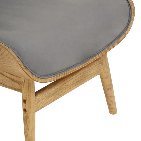 Veens Velvet Bedroom Chair In Grey With Winged Back