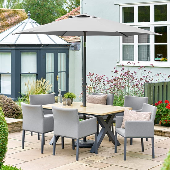 Product photograph of Vega 6 Seater Dining Set With Dining Chairs And 3m Parasol from Furniture in Fashion
