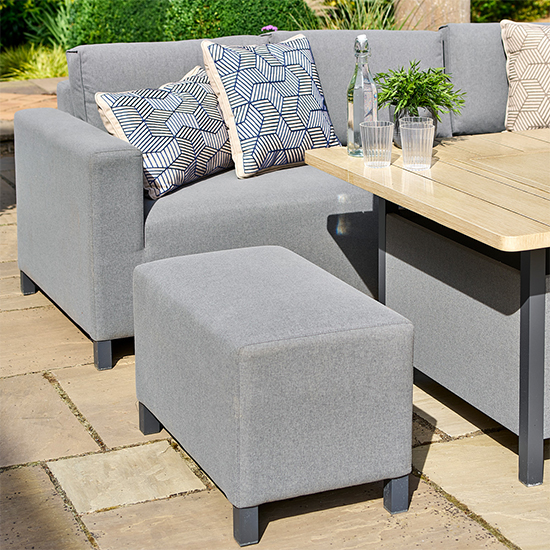Vega Aluminium Modular Dining Set With Firepit Table In Grey_3