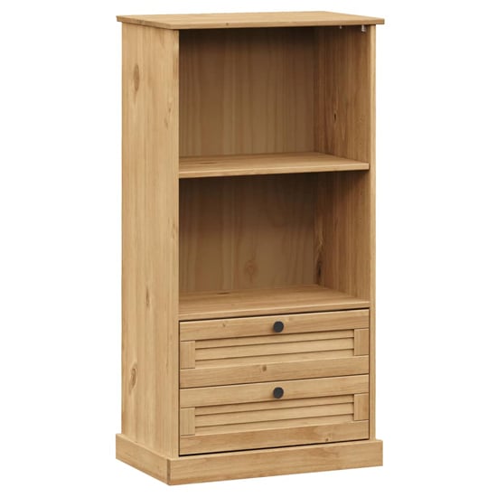 Vega Pinewood Bookcase With 1 Shelf 2 Drawers In Brown