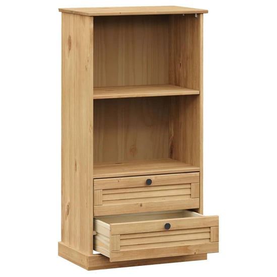 Vega Pinewood Bookcase With 1 Shelf 2 Drawers In Brown