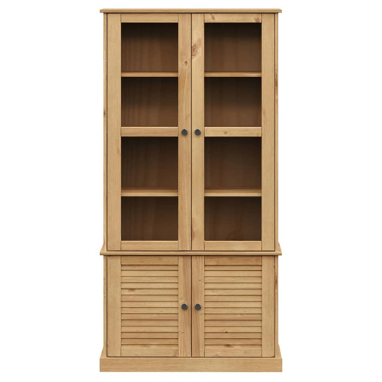 Vega Pinewood Display Cabinet With 2 Glass Doors In Brown