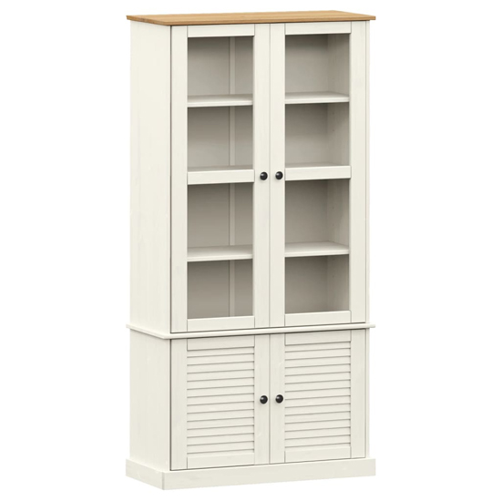 Vega Pinewood Display Cabinet With 2 Glass Doors In White