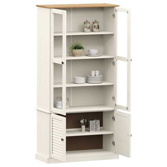Vega Pinewood Display Cabinet With 2 Glass Doors In White