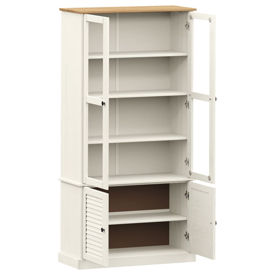 Vega Pinewood Display Cabinet With 2 Glass Doors In White
