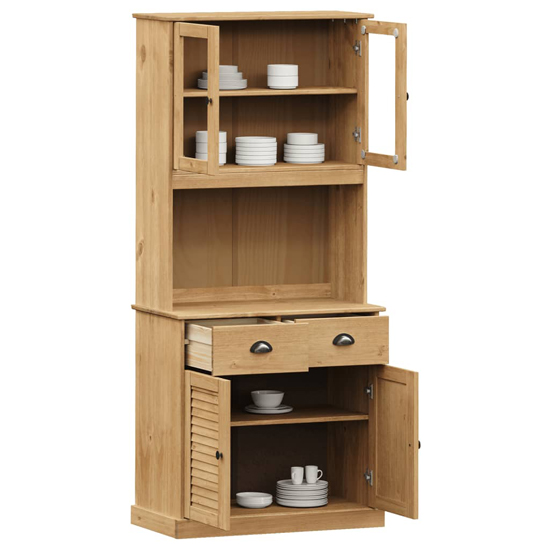 Vega Pinewood Highboard With 2 Doors In Brown