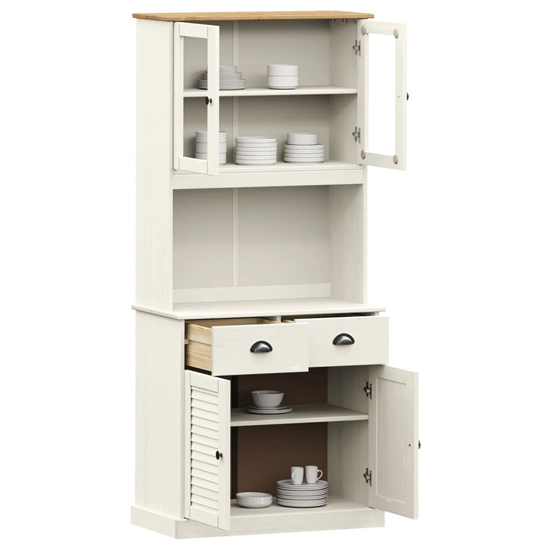 Vega Pinewood Highboard With 2 Doors In White