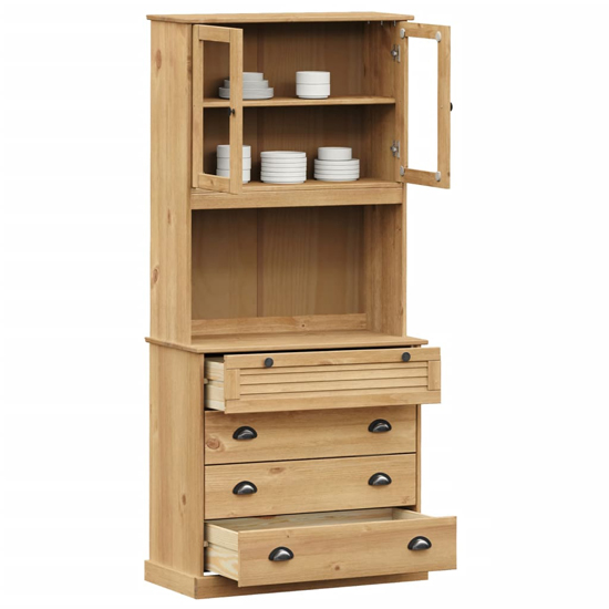 Vega Pinewood Highboard With 4 Drawers In Brown