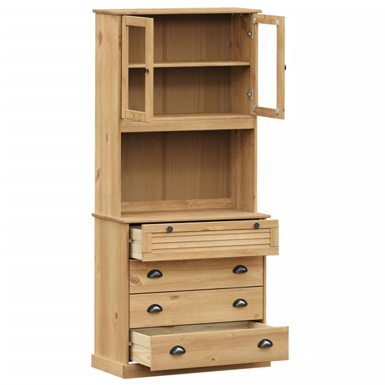 Vega Pinewood Highboard With 4 Drawers In Brown