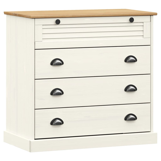 Vega Pinewood Highboard With 4 Drawers In White