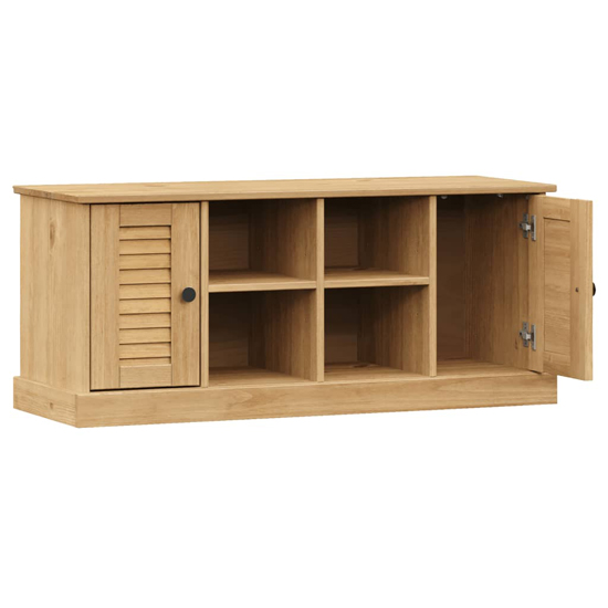Vega Pinewood Shoe Storage Bench With 2 Doors In Brown