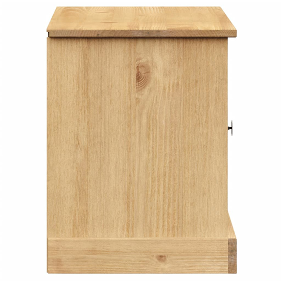 Vega Pinewood Shoe Storage Bench With 2 Doors In Brown