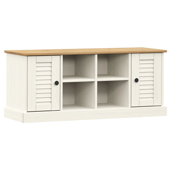 Vega Pinewood Shoe Storage Bench With 2 Doors In White