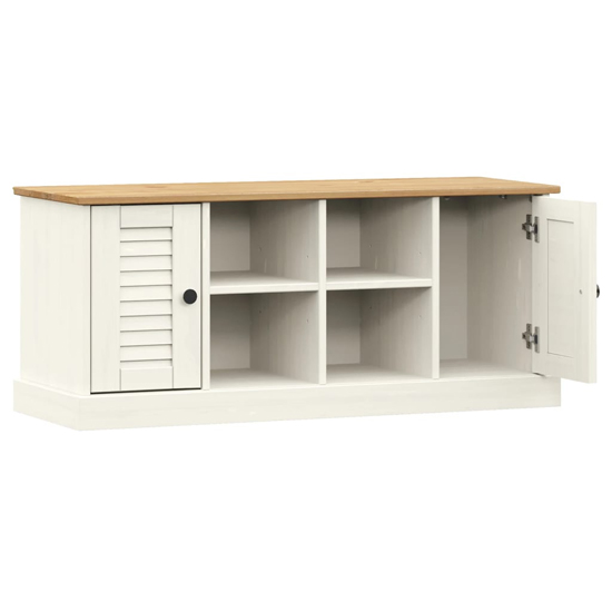 Vega Pinewood Shoe Storage Bench With 2 Doors In White