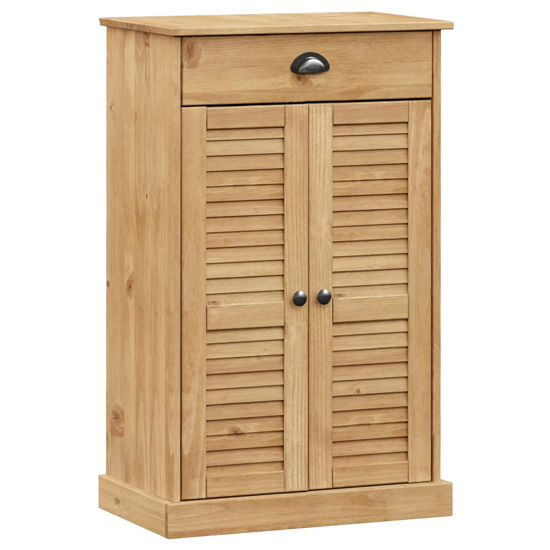 Vega Pinewood Shoe Storage Cabinet With 2 Doors In Brown