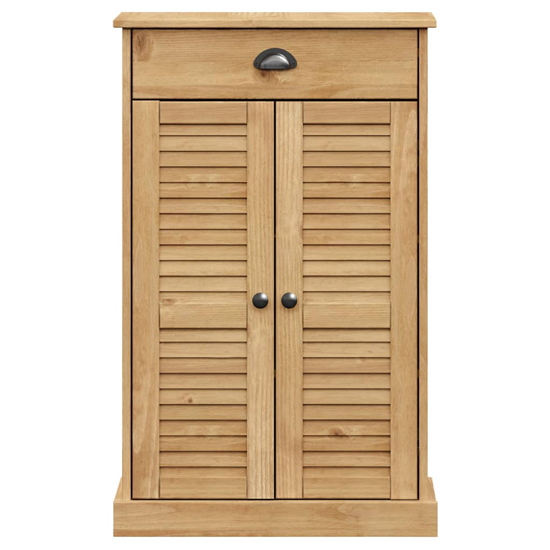 Vega Pinewood Shoe Storage Cabinet With 2 Doors In Brown