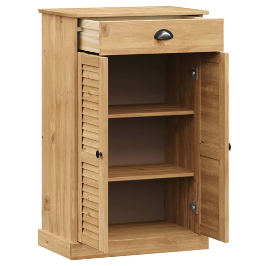 Vega Pinewood Shoe Storage Cabinet With 2 Doors In Brown