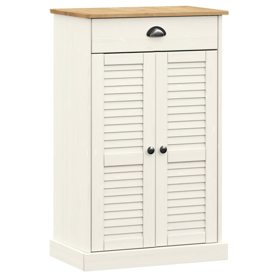 Vega Pinewood Shoe Storage Cabinet With 2 Doors In White
