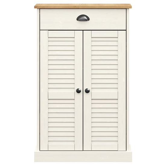 Vega Pinewood Shoe Storage Cabinet With 2 Doors In White