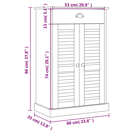 Vega Pinewood Shoe Storage Cabinet With 2 Doors In White